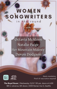 Women Songwriters in the Round: Octavia McAloon, Natalie Paige, Devon Dodgson, Her Mountain Majesty