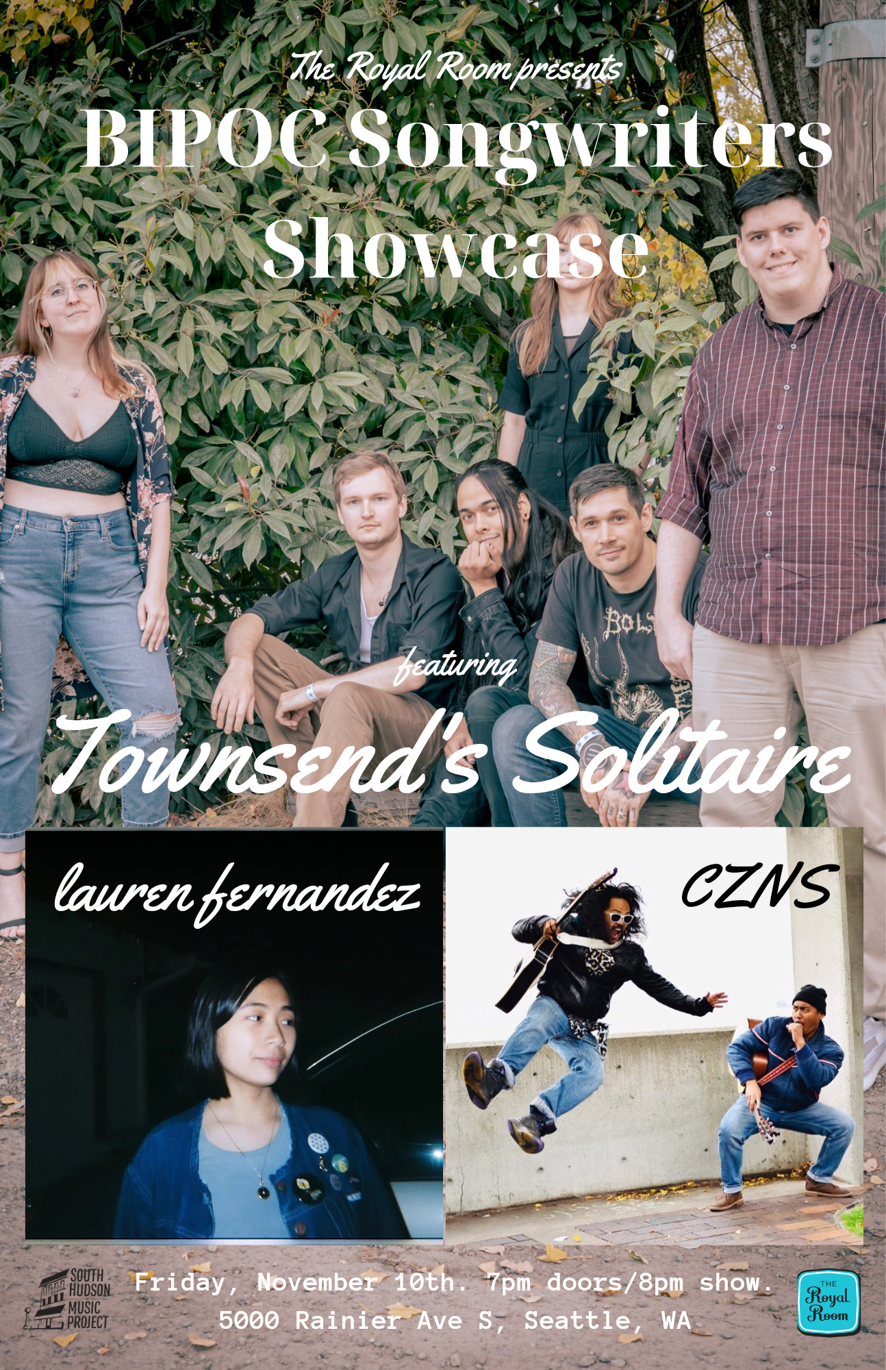 BIPOC Songwriters Showcase  featuring Townsend’s Solitaire, CZNS, Lauren Fernandez