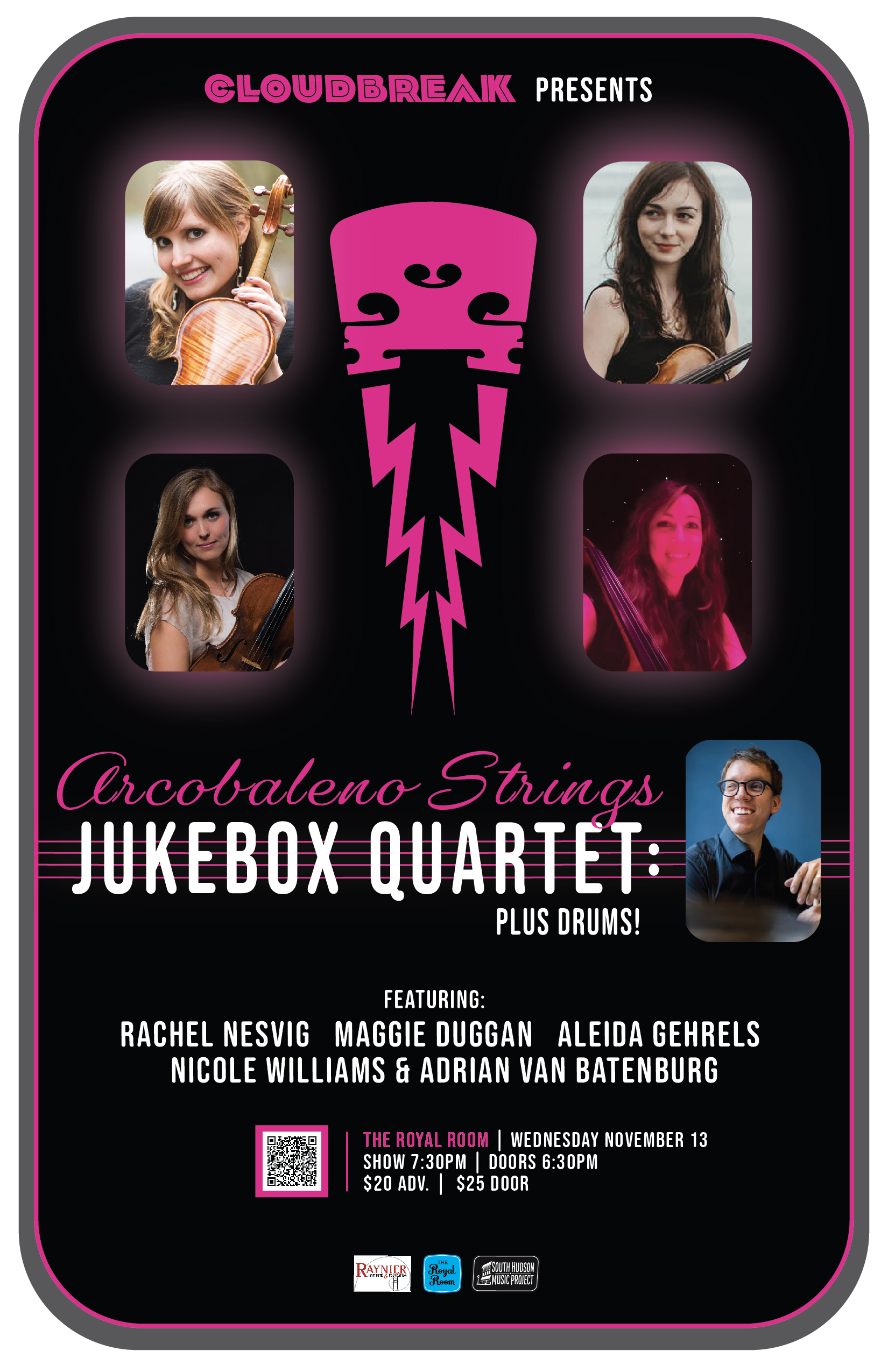 Cloudbreak Presents: Arcobaleno Strings “Jukebox Quartet” plus drums!