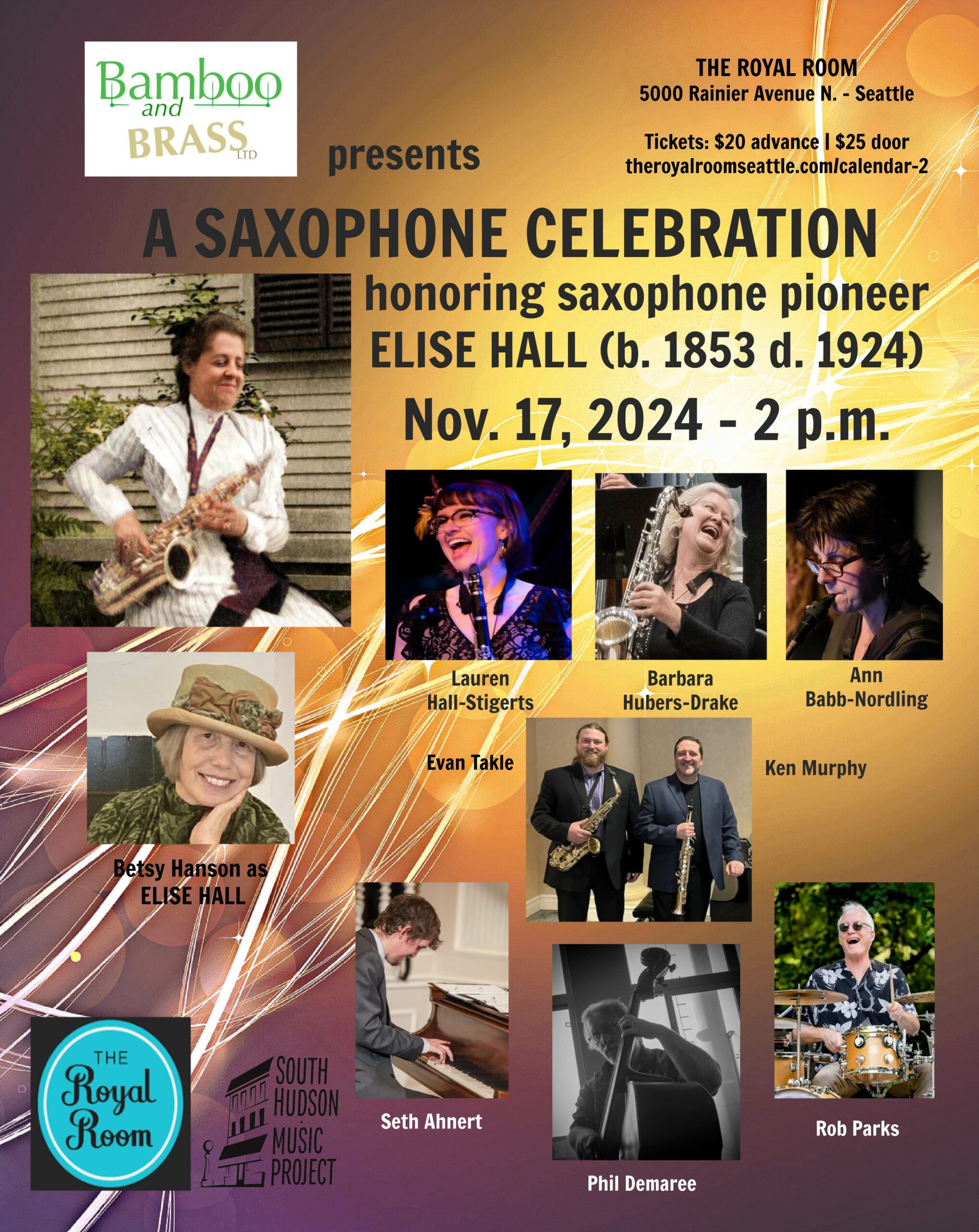 Bamboo and Brass LTD presents A Saxophone Celebration, honoring Elise Hall