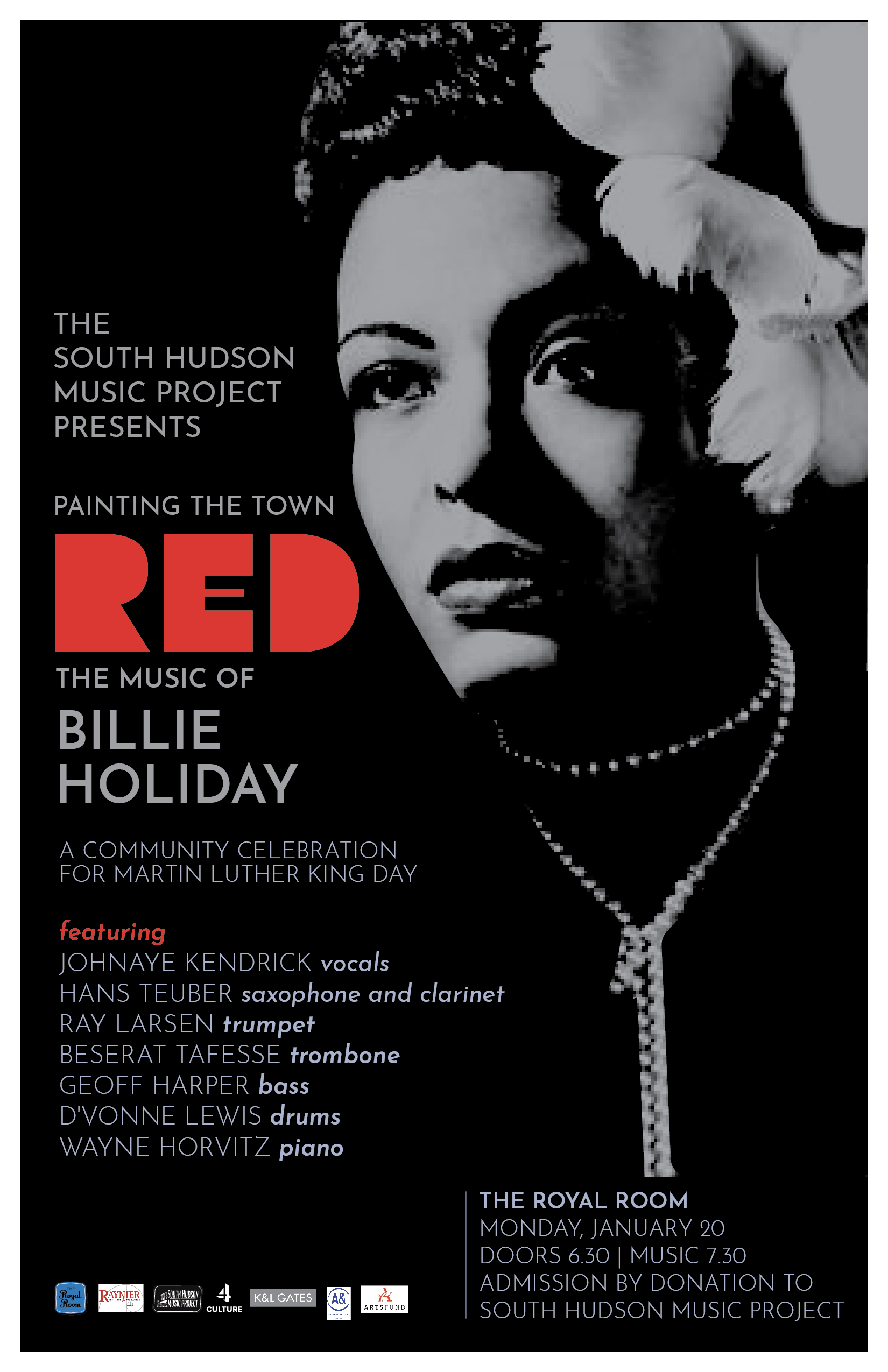 South Hudson Music Project Presents: Painting the Town Red, A MLK Day tribute to the music of Billie Holiday