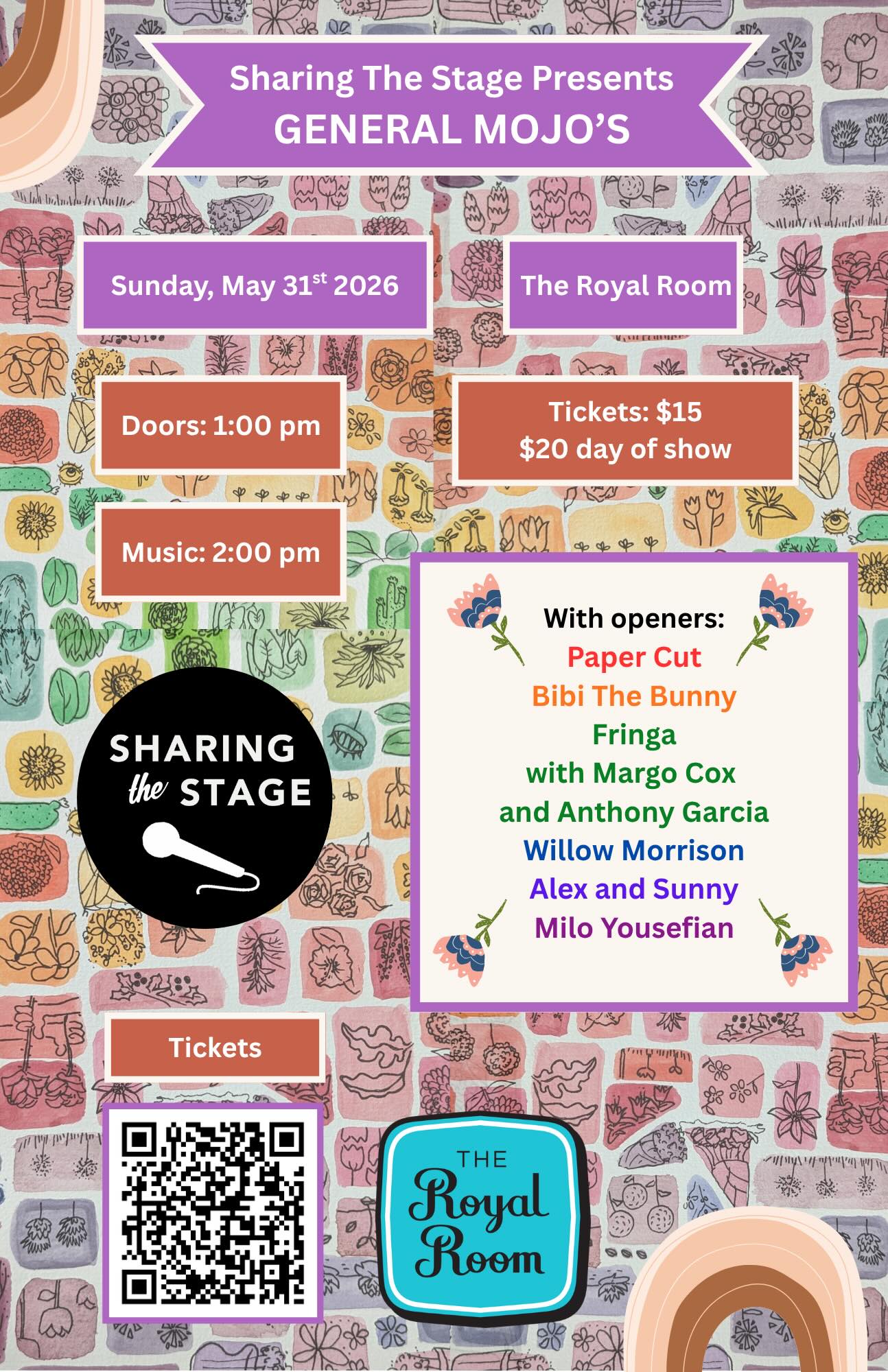 Sharing the Stage Presents General Mojo’s and Student Openers