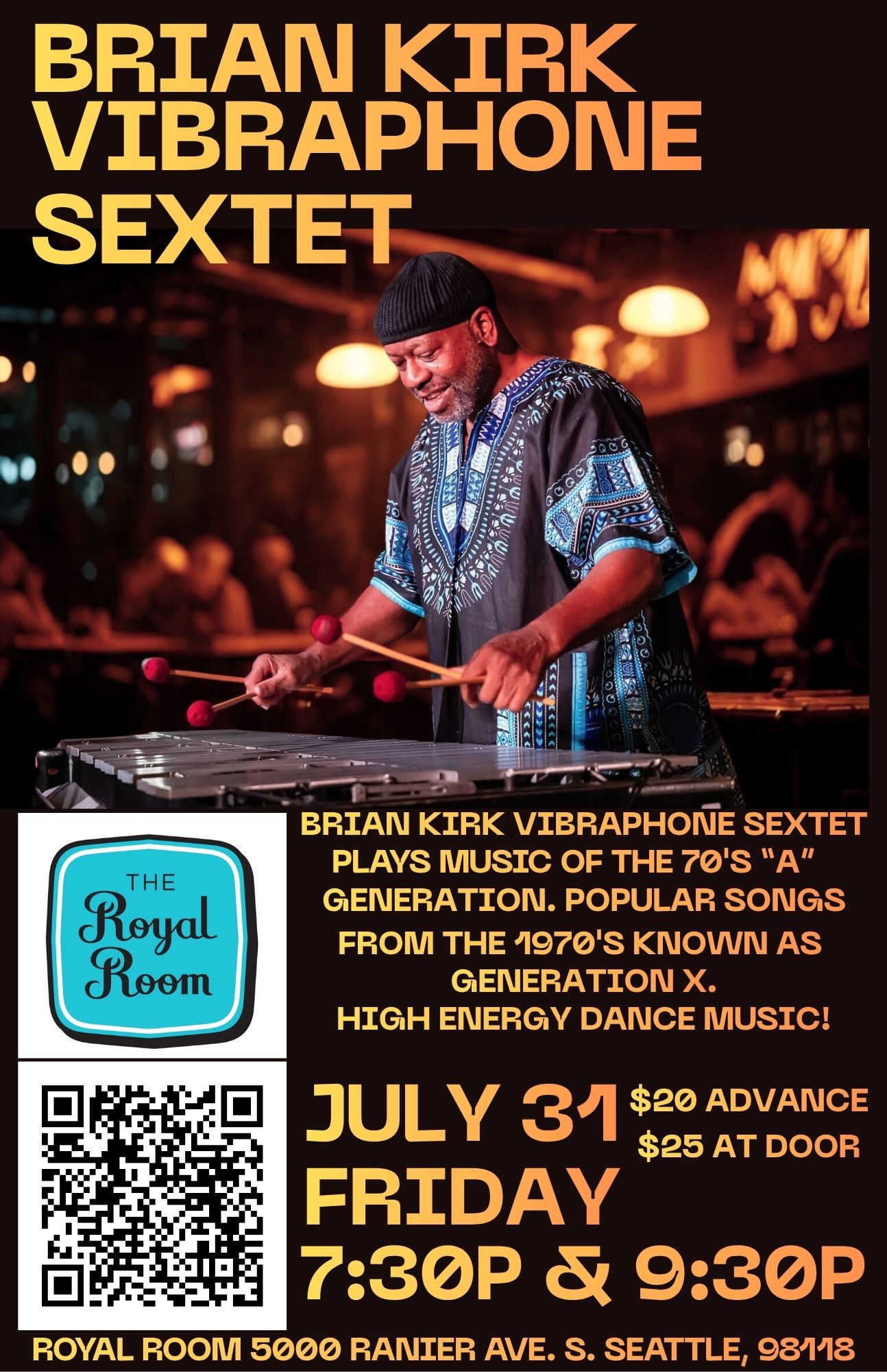 Brian Kirk Quintet presents music of “The 70’s A Generation”