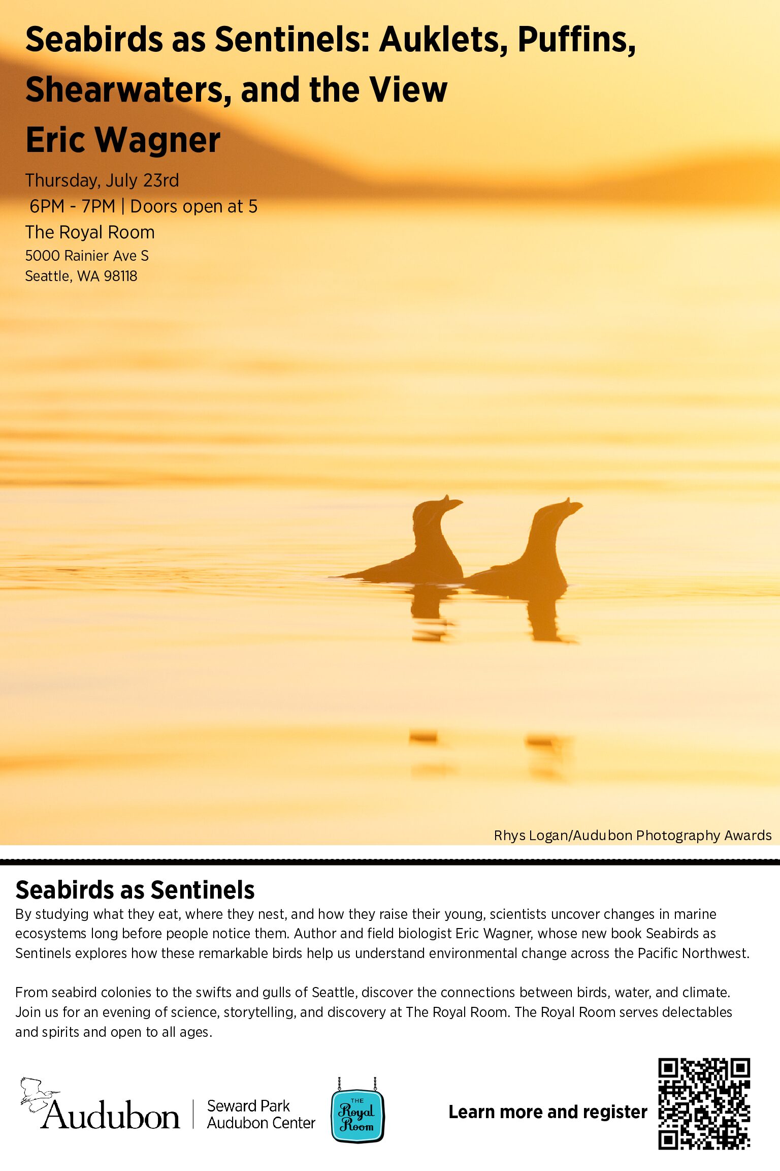 Urban Naturalist: Eric Wagner – Seabirds as Sentinels: Auklets, Puffins, Shearwaters, and the View